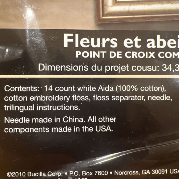 Bucilla Plaid ©2010 BEES & BLOSSOMS Counted Cross Stitch Kit #45573 ~ 13.5x10.5 - Picture 5 of 5